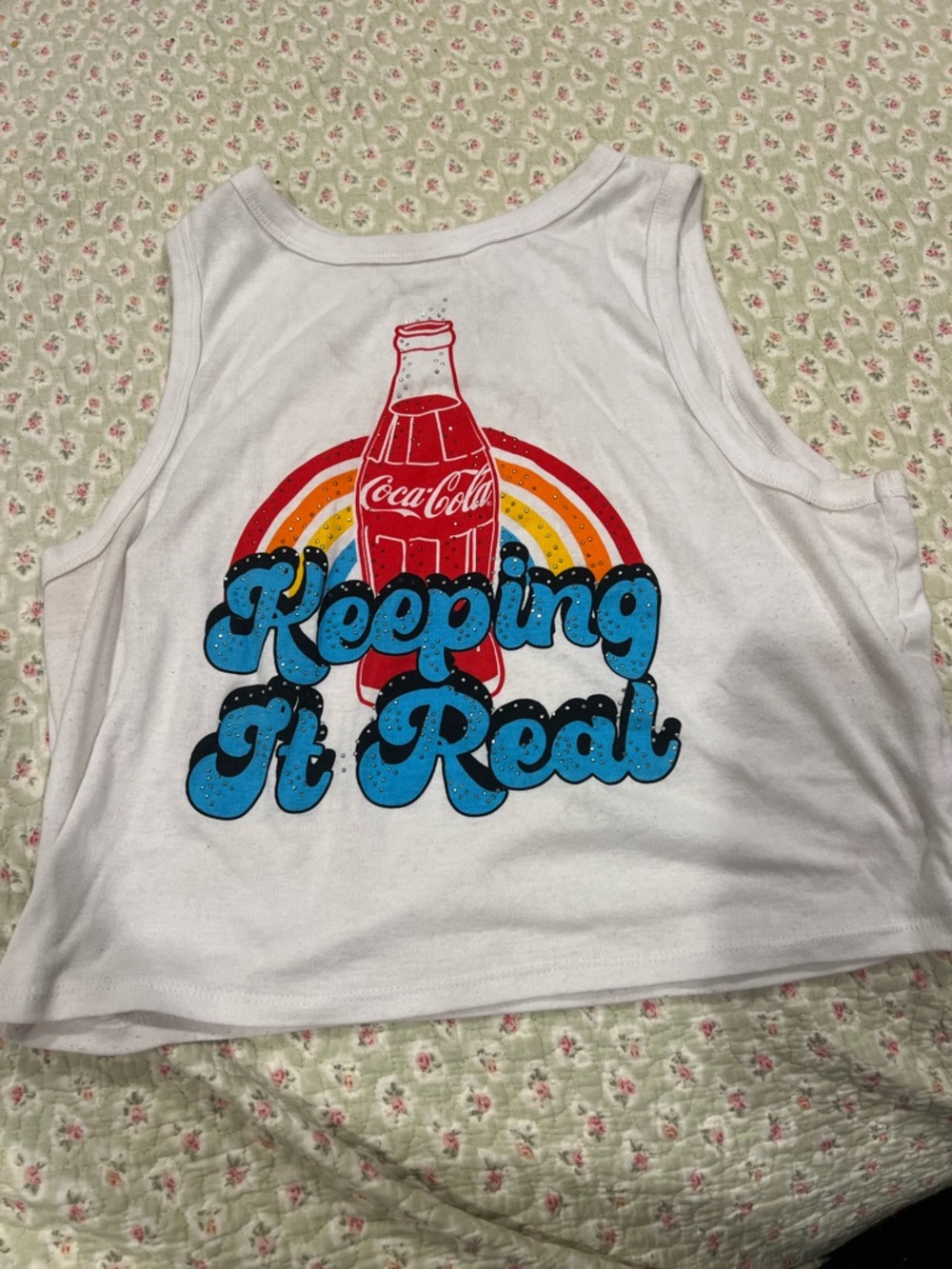 Coca-Cola White Tank with Red Bottle and Blue Script